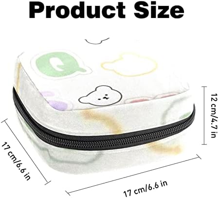 Bolsa de armazenamento de guardanapos sanitários de Oryuekan, bolsas de zíper menstrual reutilizável portátil, bolsa de armazenamento de tampões para mulheres meninas, desenho animado animal de urso