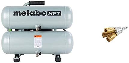 Compressor de ar Metabo HPT, 4 galões, elétricos, pilha dupla, portátil, ferro fundido, bomba lubrificada de óleo,