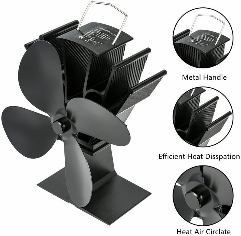 Vigan 4 Blade Calor fogão Fan Mini lareira ventilador de ventilador de madeira Burner de madeira Aquecedor de ventilador de