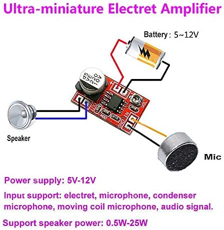 2PCS DC 5V-12V 6V 9V Micro Eletret Micro Microphone amplificador Mini Condensador de microfone Microfone de áudio Módulo