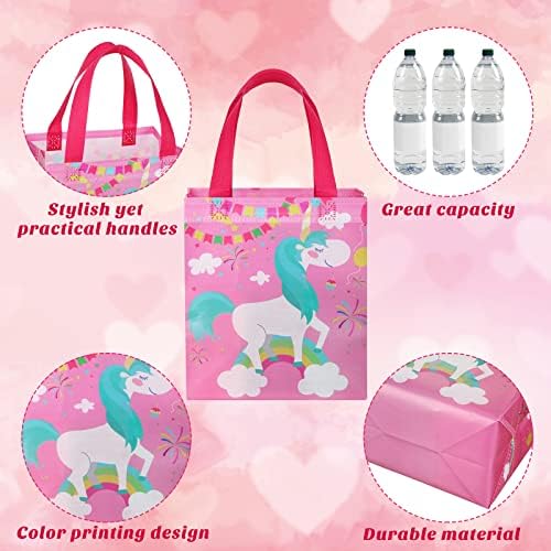 6 PCs Unicorn Gift Sacols com Handles Unicorn Non Woven Bag Unicorn Party Favors Unicorns Gifts For Girls Reutilable Gift