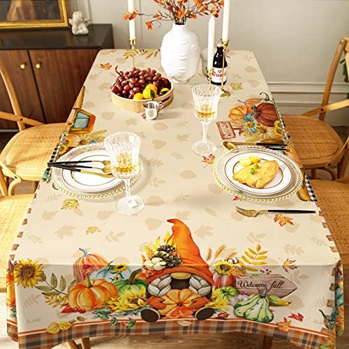 Toalhas de mesa de outono do hexagrama para tabelas de retângulo 60x84 polegadas, toalha de mesa de outono de abóbora,