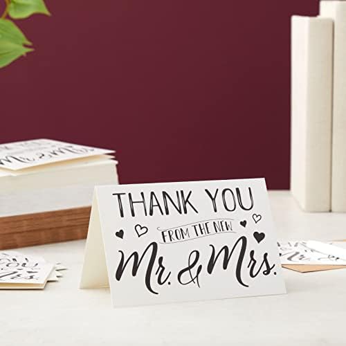 Agradeço 120 do novo MR e MRS Cards com envelopes, conjunto em massa de notas de agradecimento decorativas para casamento, festa nupcial,
