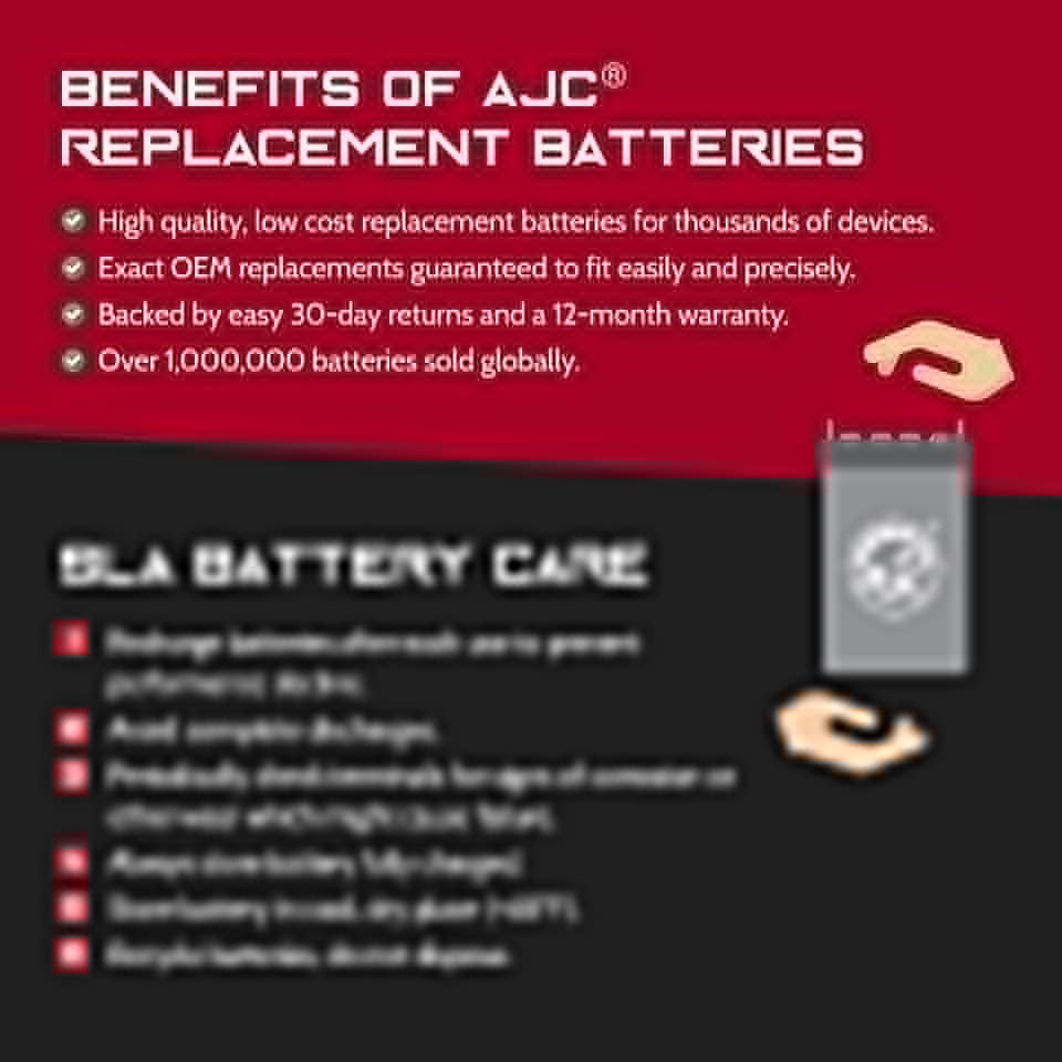 AJC Battery Compatível com Moderno Kids Mercedes SLS com Remoto Parental MKSX12 12V 12AH Bateria de brinquedos de passeio
