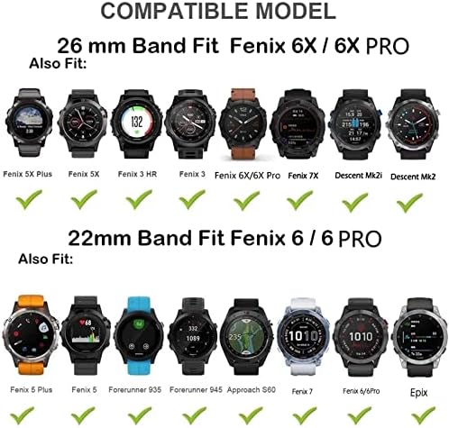 Kangdd 26 mm Silicone Retorneiro Relógio Relógio Relógio para Garmin Fenix ​​7x 7 6 6x Pro 5x 5Plus 3HR SmartWatch EasyFit