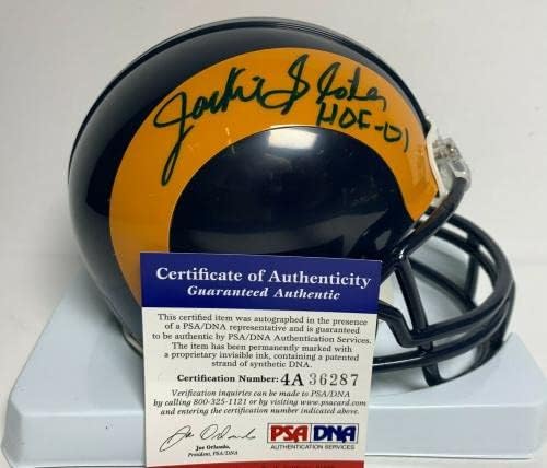 Jackie Slater assinou Los Angeles Rams Mini -Helmet HOF 01 PSA 4A36287 - Mini capacetes autografados da NFL