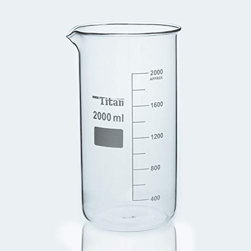 Adamas-beta de 3000 ml de copo de vidro, 3,3 Borossilicate Glass Griffin Alta forma com graduação impressa, 3L, pacote de 1