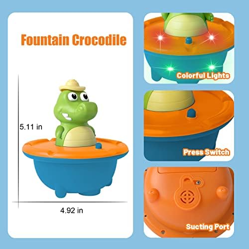 Tamexi Crocodilo Brinquedos de banho para bebês para crianças Pulverização de brinquedos de água, aspersubs de crocodilo impermeabilizados