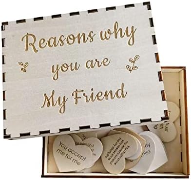Corações de madeira de amizade exclusiva na caixa com razões pelas quais você é meu melhor amigo Wooden Love Livro de visitas