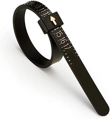 Seyhr Ring Sizer Medição Cinturão Us Tamanho 1-17 Ferramenta de dimensionamento de anel preto, cinto reutilizável de zizer de dedos