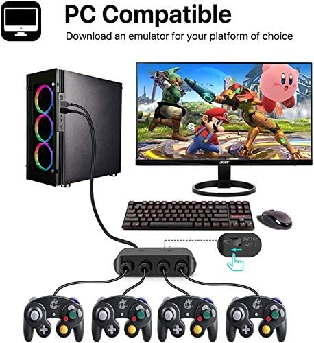 Adaptador Nalensy para Adaptador de Controlador GameCube Switch Compatível / PC / Wii U. Super Smash Bros Switch Adaptador