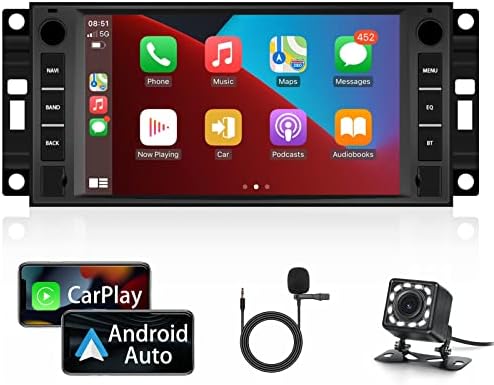 Android Car Séreo com CarPlay Android Auto para Jeep Jep JK Wrangler Patriot Compass Dodge, Rádio do carro de tela de toque