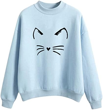 Sorto fofo para mulheres sorriso de gato rosto gráfico camiseta