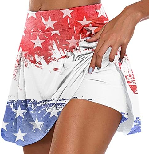 4 de julho American Flag Athletic Shairs com shorts para mulheres Skorts de golfe plissados ​​com cintura alta 2