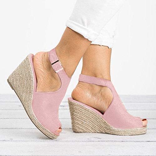 Aihou Wedges for Women Heels Womens Aberto do dedo do pé do dedo do pé sandálias de verão Casual Buckle Beach Wedge Sandals Sapatos