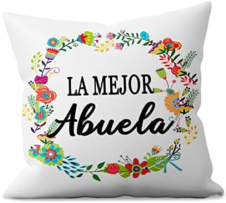 LA MEJOR ABUELA Tampa de travesseiro espanhol, capa de almofada de travesseiro decorativo de 18 x18 para cama de sofá, avó