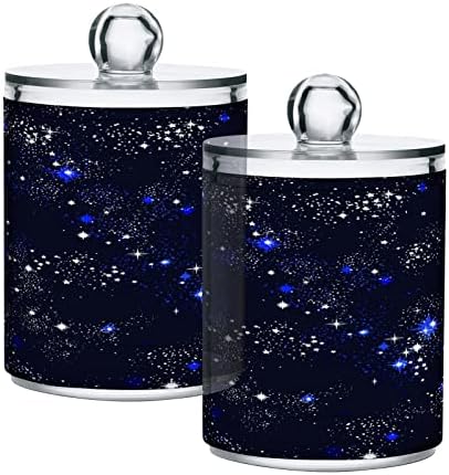 Alaza 2 Pack QTIP Dispensador Blue Space Galaxy Constellation Bathranizer Bancos para bolas de algodão/swabs/almofadas/fio