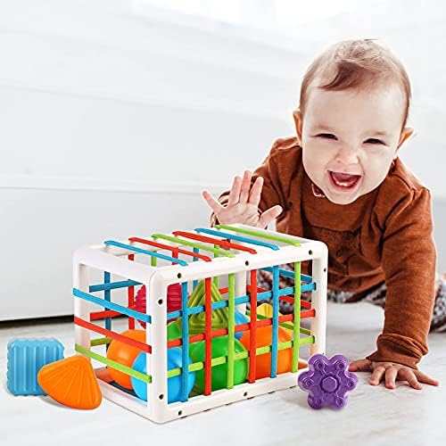 Yowellgo Baby Shapering Toys Toys Sensory Shapering Toys, incluindo bandas elásticas coloridas Bin sensorial com bolas e blocos,