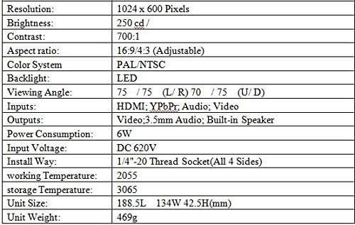 Gowe 7 de alta definição na câmera Monitor + 2pcs Bateria recarregável com carregador