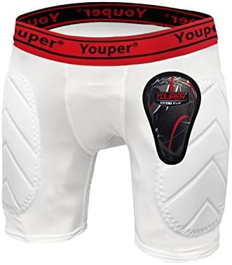 YouPer Boys Youth acolchoado shorts deslizantes com copa atlética de proteção suave para beisebol, futebol, lacrosse