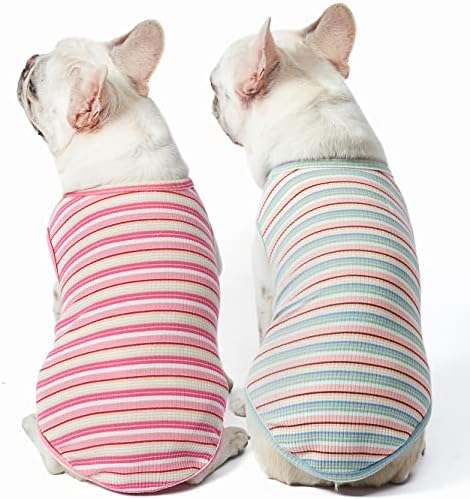 Camisetas de cão de knuffelen camiseta listrada de algodão, roupas de estimação de animais de estimação com gato de cachorro de pacote de 2 pacote de 2 pacote de 2 pacote