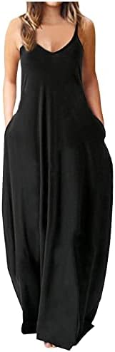 Vestido maxi de verão feminino 2023 Vestido maxi de espaguete sólido Vestido maxi de praia solta do pescoço