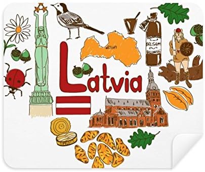 Letônia Love Heart Landscap National Flag Cleaning Ten Cleaner 2pcs Camurça Fabric