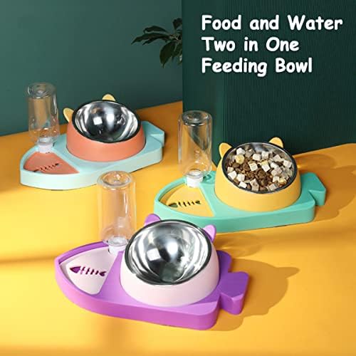 Pet Bowl Food e água dois em um alimentador Anti-chagante Aço inoxidável Cachorro Cat Bowl Kit Removível Automática RECHING RECILIO