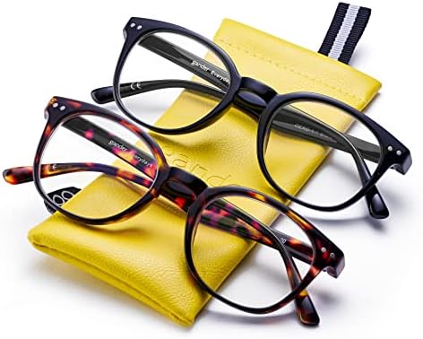 Gander 2 Pack Leitores de moda para mulheres/homens - Blue Blocking Reading Glasses. Quadro de estilo elegante. Black & Tortoise