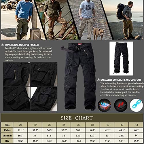 Calça de carga casica de calças de carga de cargo casica do exército militar do exército militar com 8 bolsos