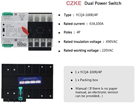 Scruby YCQ4-100R/4P 50/60Hz Dual Power Automatic Transfer Switch 63A 100A Chave de transferência de energia doméstica