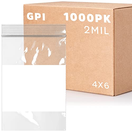 Bolsos com zíper reclosáveis ​​de plástico transparente - Caso GPI de 1.000 4 x 6 2 mil espessos e duráveis ​​Baggies poli