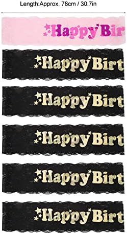Faixa de aniversário, preto rosa 6pcs belas faixa prática de renda fácil de usar comprimento apropriado para adereços de fotos