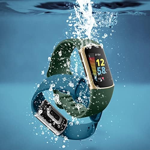 Ouwegaga Compatível com Fitbit Charge 5 Bandas para mulheres homens, Soft Waterperme Sport Watch Band Substituição para Fitbit Charge 5 Rastreador