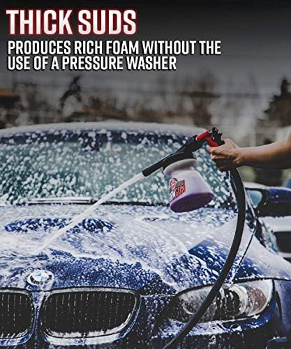 Gun de espuma padrão e mega espuma de Adam - Kit de detalhamento automático de lavagem e limpeza de carros | Shampoo e mangueira de jardim para espuma grossa | Nenhuma arruela de pressão necessária | Suprimentos de ferramentas de cera de carro