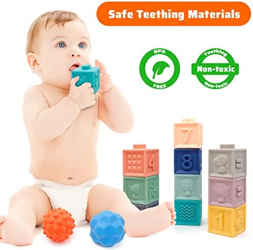Ong Namo Baby Toys de 0 a 6 a 12 meses, Brinquedos Montessori para Brinquedos Sensoriais de Bebês, Blocos de Construção Baby Brinquedos