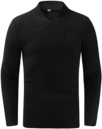 Xzhdd Mock Neck Pullover para homens, 2021 algodão elástico Slim Fit Solid V Pesh Compressão Tops básicos de camiseta quente