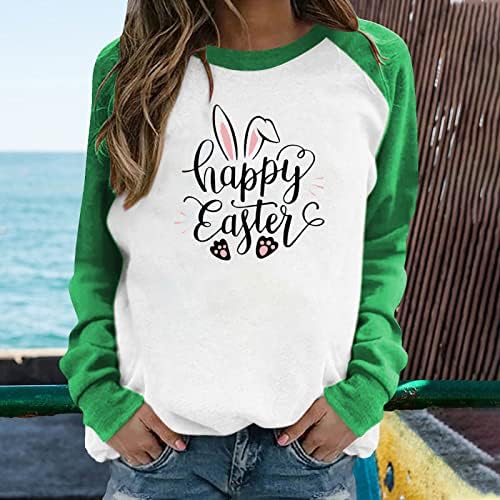 Engraçado Feliz Páscoa Pripa Prinha Sweotshirts for Women Bunny Graphic Slova Longa Pullover 2023 Tamas de camiseta de primavera