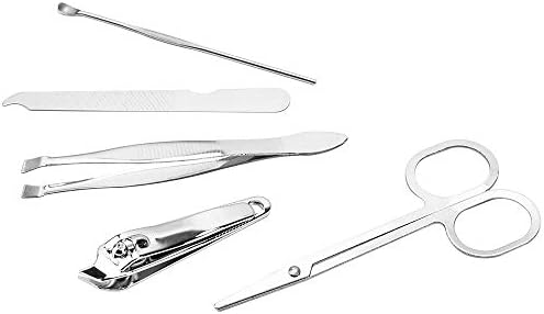 Daseb 9pcs Manicure portátil Conjunto de pedicure Tweezer Kit Pick Utility Clipper Kit de unhas de aço inoxidável