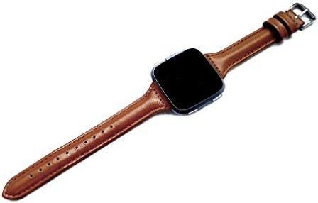 Banda marrom de cor marrom compatível com Fitbit Versa 2 e Versa Smart Watch Belting Elegant Soft Leather Strapelet com pinos de liberação rápida