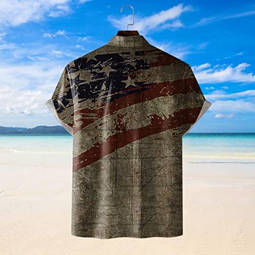 Zdfer 4 de julho Camisas patrióticas para homens Button Down Shirt USA Flag Tops Tops Summer Casual de praia Camisas de manga
