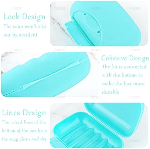 Auear, 4 Pack Candy Color portátil Soof Box Caixa de sabão de plástico Viagem Soop Dish Reciprador com tampa para casa de banheiro