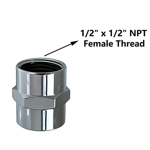 Acoplamento de ajuste de tubo de latão 1/2 x 1/2 NPT fêmea fêmea Crome Feminino Cromado Tubo de acabamento Acoplamento com 1 rolo