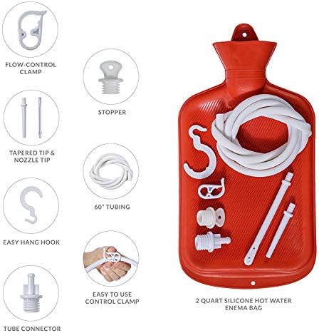 Douche de borracha / saco de enema, kit de sistema de combinação de garrafas de água quente para homens e mulheres, kit de