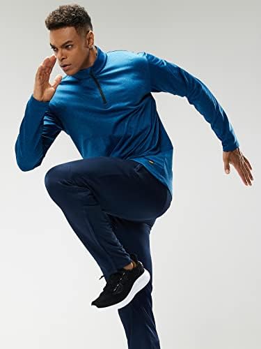 Mier Mens Quarter Zip Pullover Dry Fit Running Caminhada com bolso, topo atlético leve, UPF 50+ Proteção solar