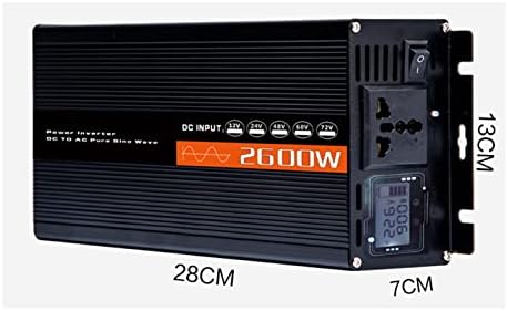 1300W Inversor de potência de onda senoidal pura DC 12V 24V 48V 60V a AC 220V com tela LCD para caminhão RV 2600W