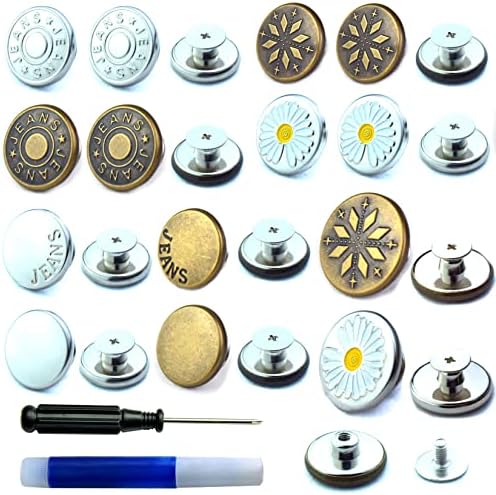 Substituição de botão Jean Sem kit de reparo de costura, 24 conjuntos Zhiyonzee Botões instantâneos de metal de ajuste