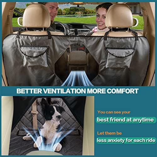 Cover de assento do carro YEENIS para cães todos cobertos na tampa do banco traseiro com janela de malha, bancada e capa da capa do assento de rede, capa de assento de estimação destacável adequada para a maioria dos veículos