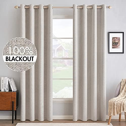 Miulee Blackout linho cortinas texturizadas para quarto Solid Solid Térmico Indal