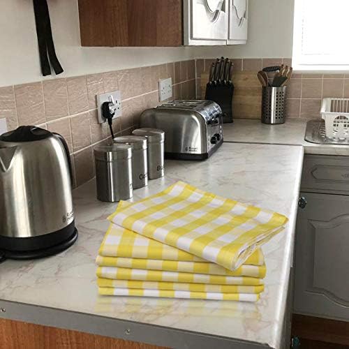 Toalhas de cozinha de Páscoa Urbana Villa Conjunto de 6 Buffalo verifica toalhas de cozinha amarela/branca 20x30 polegadas